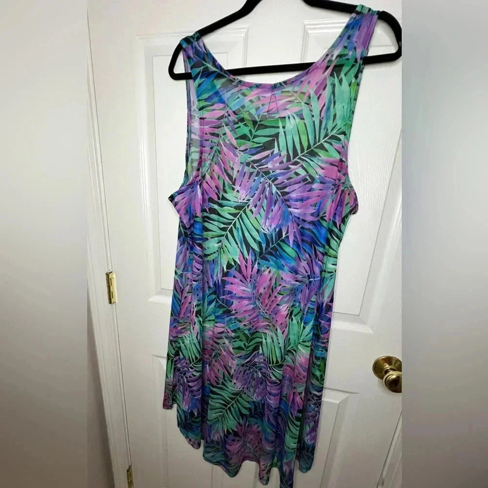 ☘️ NWT Swimsuits for All Quincy Mesh High-Low cover Up, Size 18/20, Hibiscus - Picture 5 of 6